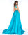 Cassandra Stone - 2025A Beaded Bateau Column Gown with Overskirt In Blue