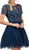 Dancing Queen - 2028 Short Sleeve Adorned Illusion Cocktail Dress in Blue