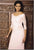 Daymor Couture - 2028 Rosette Accented Asymmetrical Lace Dress in Pink