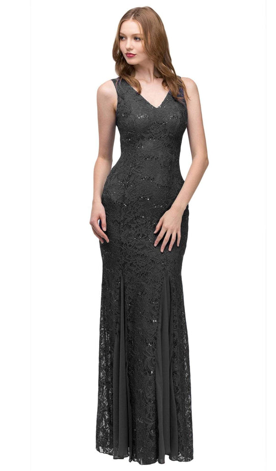 Eureka Fashion - 2030 Mermaid Silhouette Sequin Lace Evening Dress In Black