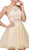 Dancing Queen - 2033 Halter Beaded Applique Cocktail Dress In Nude