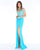 Cassandra Stone - 2034A Beaded Jewel Neck Jersey Sheath Dress In Blue