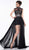 Colors Dress - 2036 Beaded High Neck Chiffon Romper A-line Dress In Black