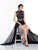 Colors Dress - 2036 Beaded High Neck Chiffon Romper A-line Dress In Black