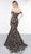 Colors Dress - 2037 Sequined Plunging Off Shoulder Mermaid Gown In Black and Nude