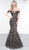 Colors Dress - 2037 Sequined Plunging Off Shoulder Mermaid Gown In Black and Nude