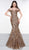 Colors Dress - 2037 Sequined Plunging Off Shoulder Mermaid Gown In Gold