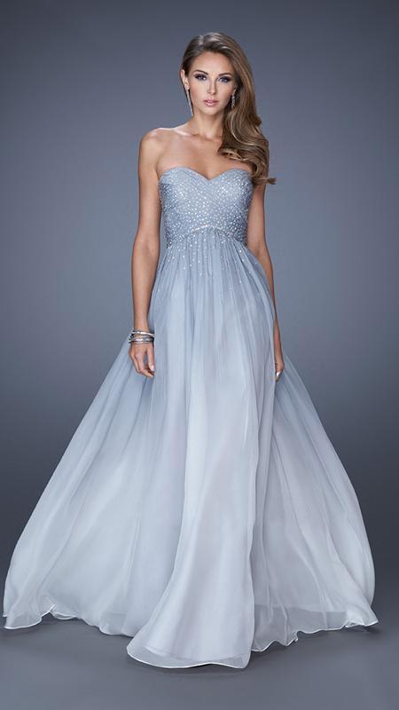 La Femme - 20404 Strapless Beaded Long Dress in Indigo in Blue