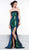 Colors Dress - 2041 Iridescent Sequined High Slit Gown In Green and Blue