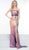 Colors Dress - 2041 Iridescent Sequined High Slit Gown In Pink