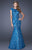 La Femme - Elegant Lace Trumpet Gown 20427 In Blue