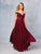 Clarisse - 3774 Lace Appliqued Corset Lace-Up Back Chiffon Prom Gown In Red