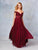 Clarisse - Lace Appliqued Corset Lace-Up Back Chiffon Prom Gown 3774 In Red