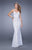 La Femme - 20440 Strapless Ruched Lace Gown in White