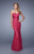 La Femme - 20440 Strapless Ruched Lace Gown in Red