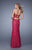 La Femme - 20440 Strapless Ruched Lace Gown in Red