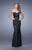 La Femme - 20440 Strapless Ruched Lace Gown in Black