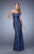 La Femme - 20440 Strapless Ruched Lace Gown in Blue
