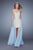 La Femme - 20446 Draped Cascade Strapless Gown in Blue
