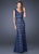 La Femme - 20450 Elegant V-Neck Lace Long Evening Dress In Blue
