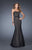 La Femme - 20456 Strapless Polka Dot Print Mermaid Gown In Black and Neutral