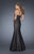 La Femme - 20456 Strapless Polka Dot Print Mermaid Gown In Black and Neutral