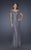 La Femme - 20463 Sequined Short Sleeves Sheath Long Gown In Gray