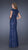 La Femme - Sophisticated Lace Illusion Sheath Gown with Cap Sleeves 20471 in Blue