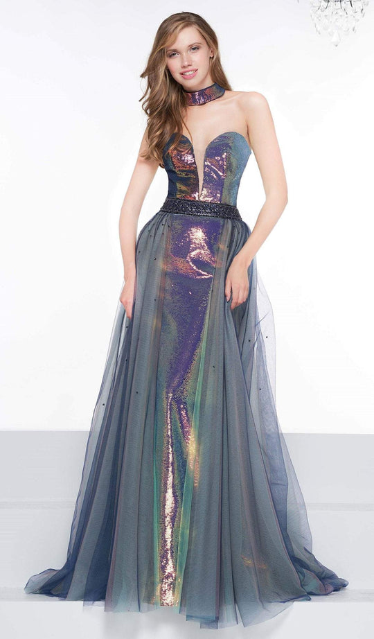 Colors Dress - 2048 Embellished Trumpet Dress With Overskirt In Multi-Color