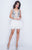 Nina Canacci - 205 Floral Appliqued Plunging V-Neck Cocktail Dress In White and Black