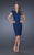 La Femme - 20501 Lace Split V-neck Column Dress In Blue