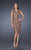 La Femme - 20501 Lace Split V-neck Column Dress In Brown
