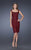 La Femme Knee Length Floral Lace Sheath Dress 20515 in Red