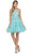 Dancing Queen - 2052 Beaded High Halter Cocktail Dress In Blue