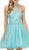 Dancing Queen - 2052 Beaded High Halter Cocktail Dress In Blue