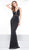 Colors Dress - 2052 Sequined Deep V-neck Trumpet Dress In Black