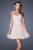 La Femme - 20531 Strapless Lace Belt Pleated Cocktail Dress In Pink