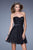La Femme - 20531 Strapless Lace Belt Pleated Cocktail Dress In Black