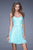 La Femme - 20531 Strapless Lace Belt Pleated Cocktail Dress In Green