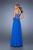 La Femme - 20534 Jewel Lace Applique Evening Gown In Blue