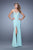 La Femme  - 20538 Jewel Festooned Sheath Gown in Blue
