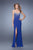 La Femme  - 20538 Jewel Festooned Sheath Gown in Blue