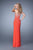 La Femme  - 20538 Jewel Festooned Sheath Gown in Red and Orange