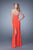 La Femme  - 20538 Jewel Festooned Sheath Gown in Red and Orange