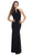 Jeweled Pendant Ornate High Halter Evening Gown