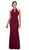 Jeweled Pendant Ornate High Halter Evening Gown