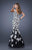 La Femme - 20556 V-Neck Lace Appliqued Mermaid Gown In Black and White