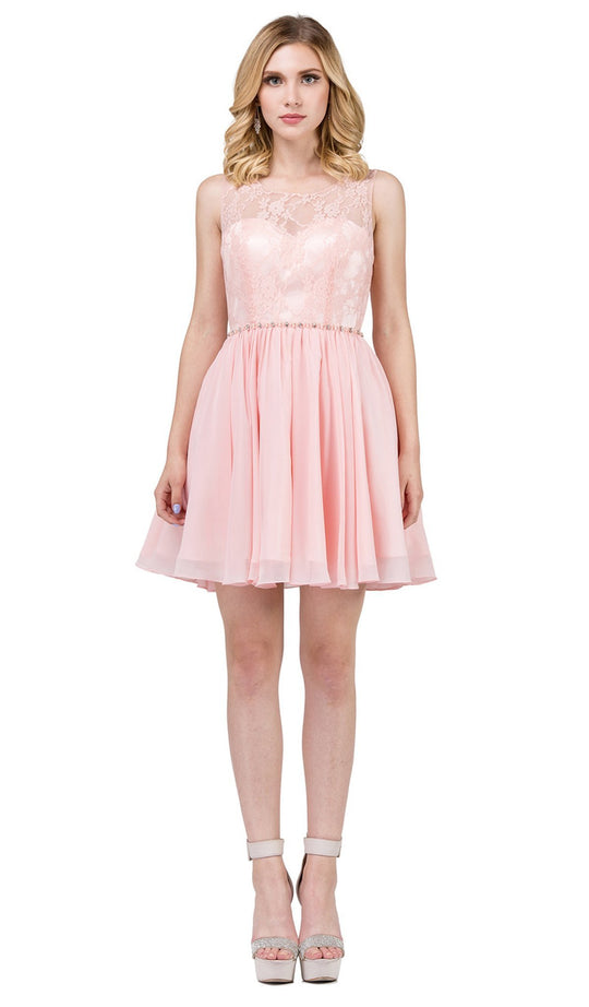 Dancing Queen - 2056 Embellished Lace Jewel A-line Homecoming Dress