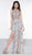 Colors Dress - 2056 Halter Novelty Mesh Trumpet Dress With Train In Silver