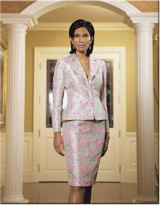 Daymor Couture - 2056 Long Sleeve Two-Piece Cocktail Dress in Silver and Pink